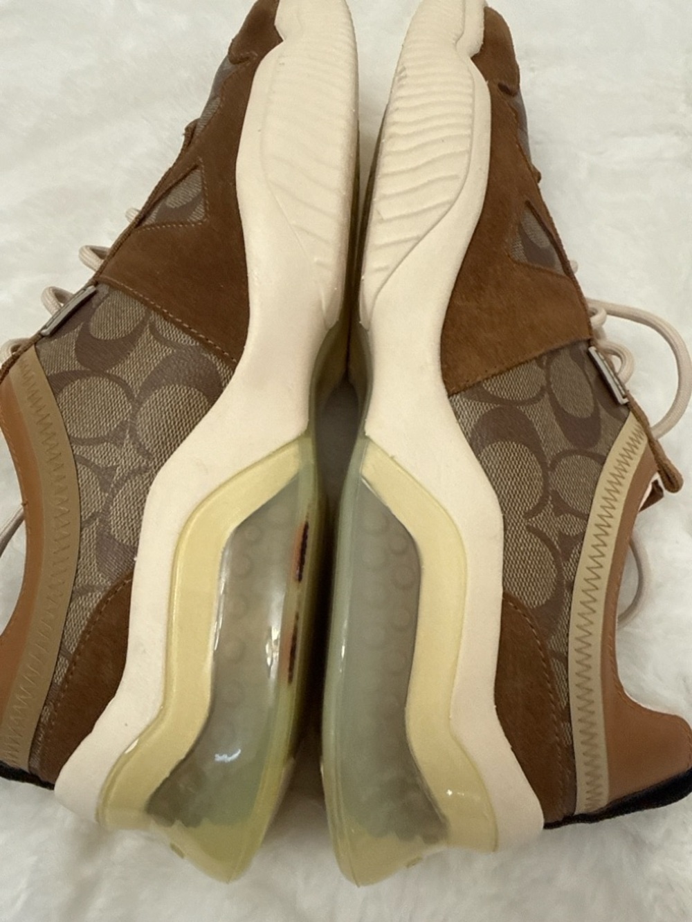 Coach Signature Monogram Sneakers Brown Canvas Suede Lace-Up Size 12D - Picture 9 of 9